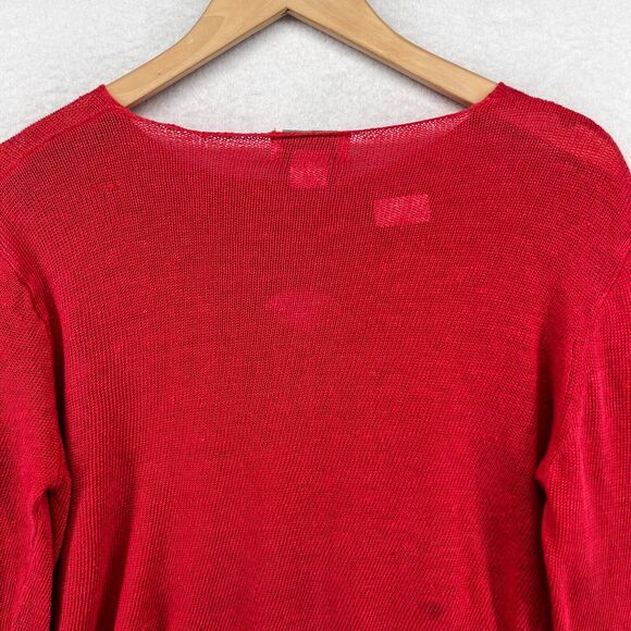 UNITED KNITWEAR Sweater Womens M Linen LBI 03 LONG BEACH ISLAND Pullover Red - Picture 4 of 16